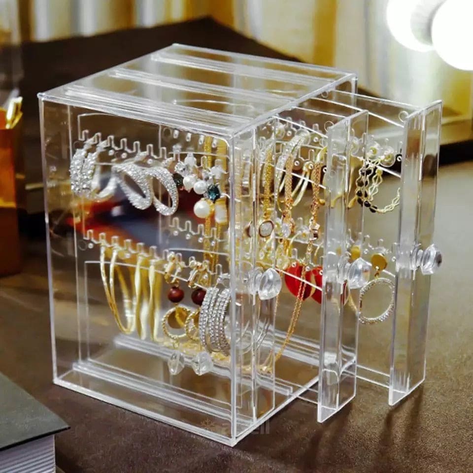 Acrylic Transparent Jewellery Organizer, Earrings Display Holder, Dust-proof Jewellery Organizer, Jewellery Storage Box Earring Display Stand Acrylic Transparent Jewellery Organizer, Earrings Display Holder, Dust-proof Jewellery Organizer, Jewellery Storage Box Earring Display Stand